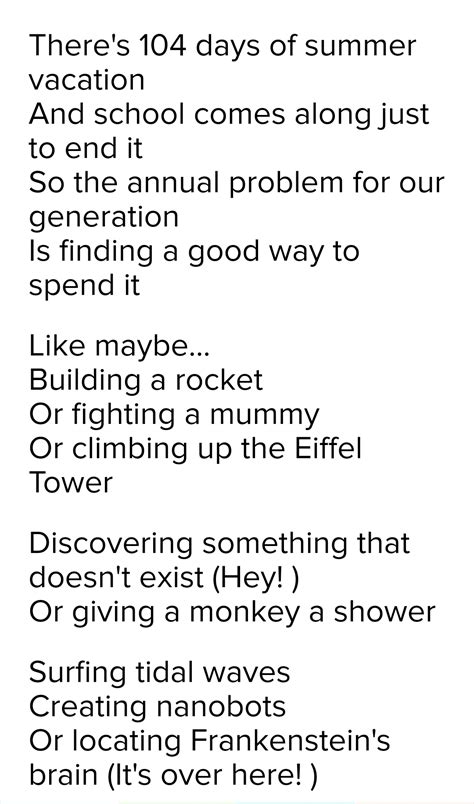 phineas and ferb lyrics|phineas and ferb song words.